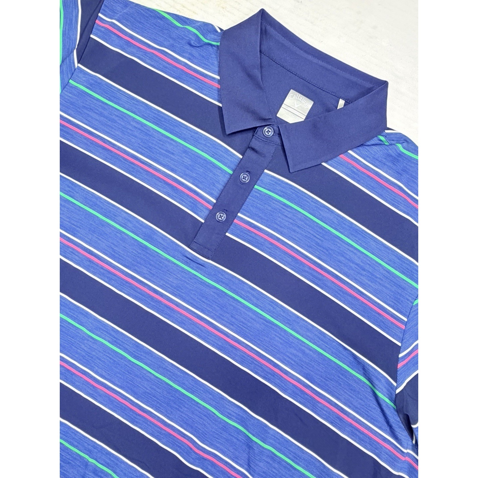Callaway Opti-Dri Striped Golf Polo Shirt 3xlt Blue Stretch Performance